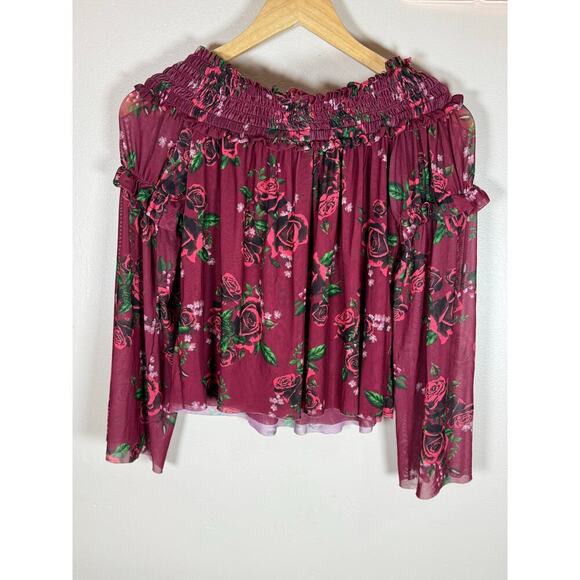 Altar’d State Women’s Medium Blouse Cropped Ruffle Floral Festival Cottage Y2K - Picture 6 of 7